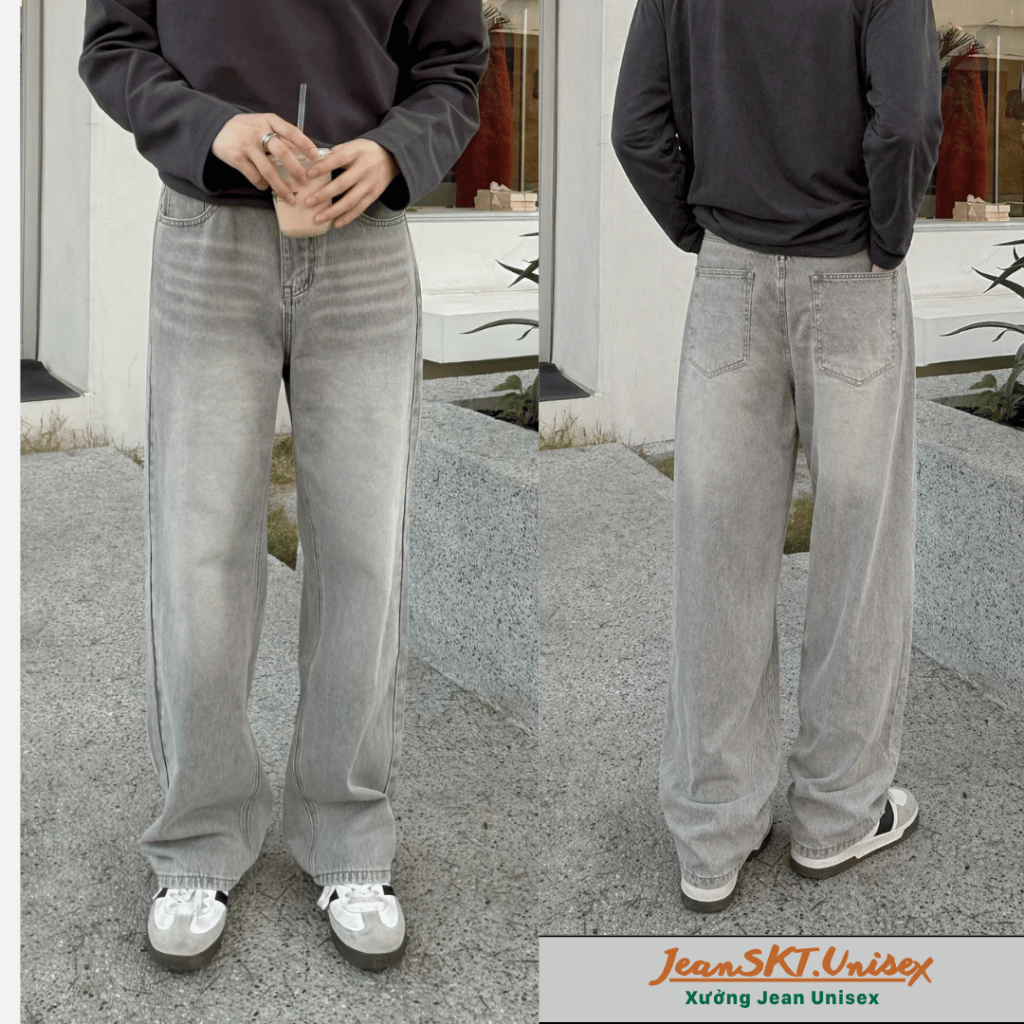 Quần Jean Nam Ống Suông Rộng, Chuẩn Form Dáng, Che Khuyết Điểm,Tôn Dáng,Phong Cách Hàn Quốc-JeanSkt
