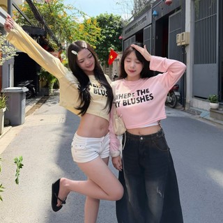 Áo Thun Giấy Croptop SKY BLUS Tay Dài Freesize | SSSTORE.Aesthetic