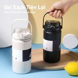 Bình nước giữ nhiệt Photres Innifite 1000ml inox 316 cao cấp 7 lớp cách nhiệt có quai xách tiện lợi bình 1 lít