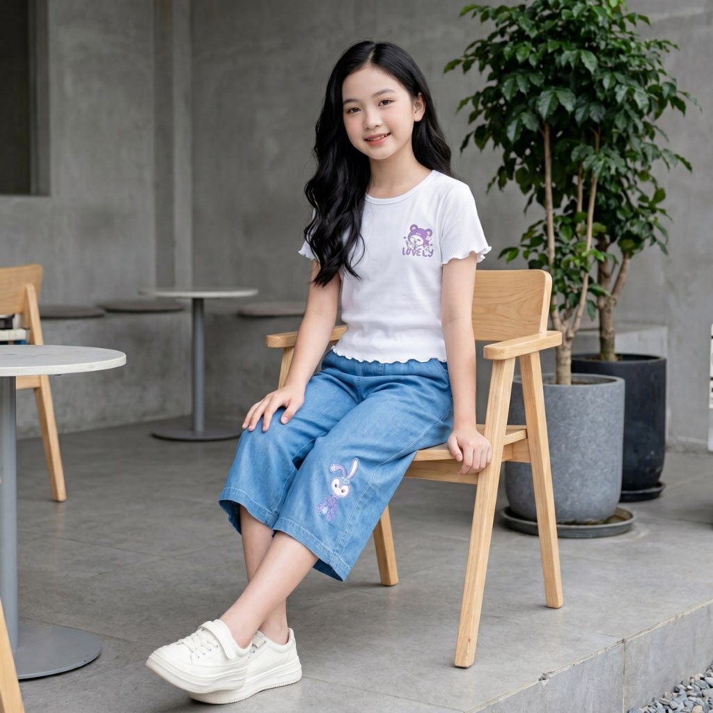Quần jean giấy suông lửng size đại cho bé gái BEESHOP H26002