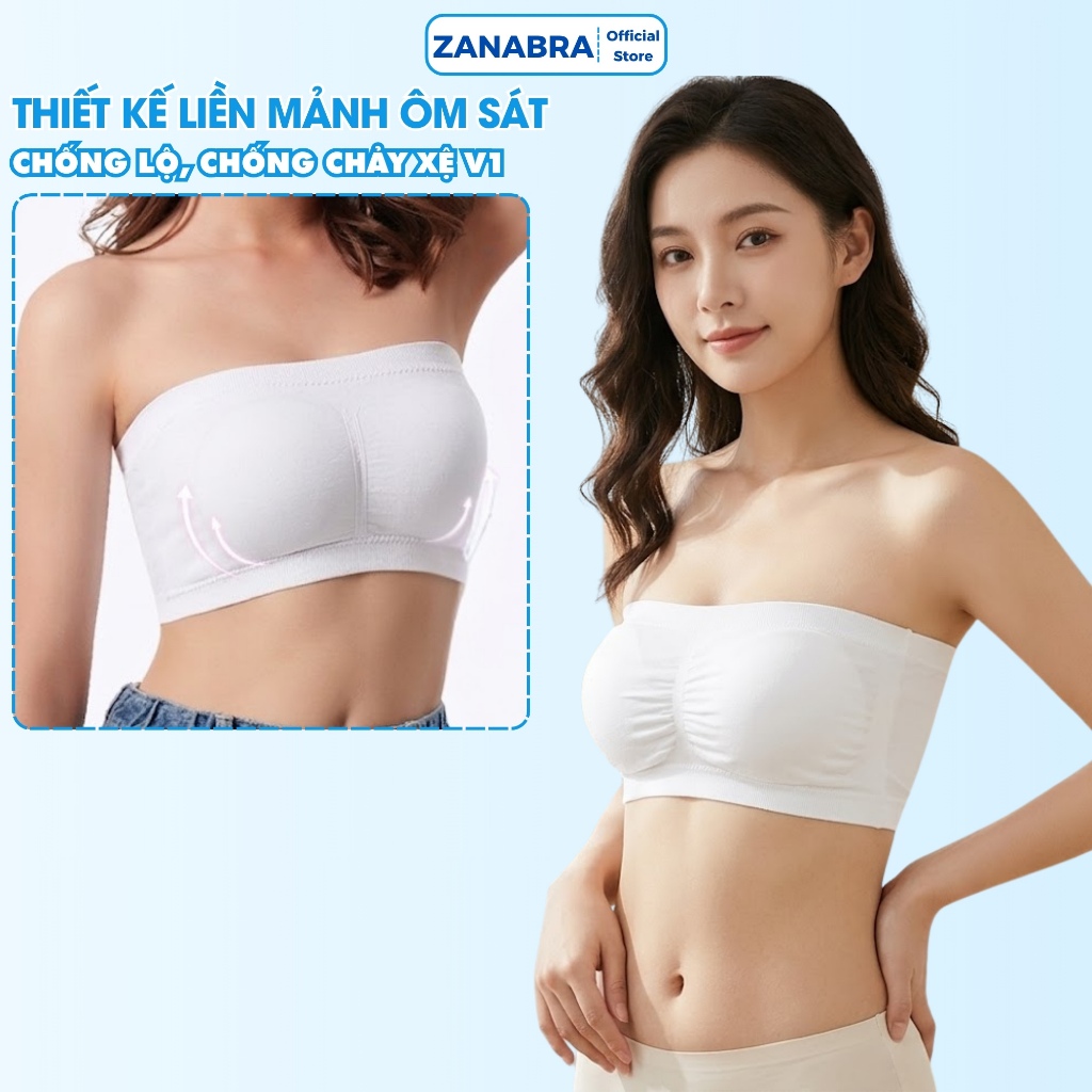 Áo Bra Không Dây, Áo Cúp Ngực Mút Mỏng Co Dãn 4 Chiều ZANABRA B7735