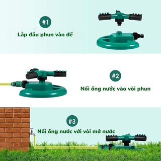 Vòi Phun Nước Xoay 360 Độ Tự Động | Đầu Tưới Cây Phun Mưa Tưới Cỏ Sân Vườn Điều Chỉnh Góc Phun