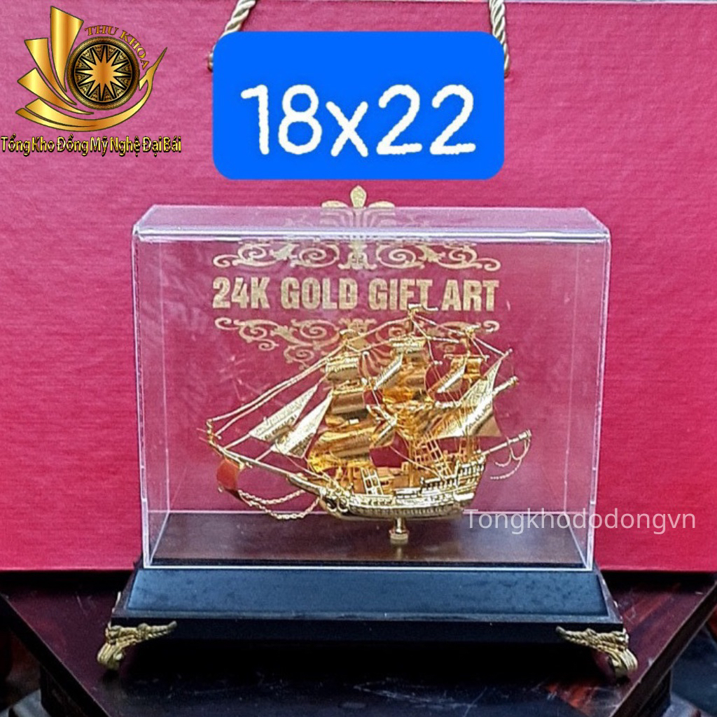 Quà tặng sếp mô hình thuyền buồm mạ vàng   thuận buồm xuôi gió phong thủy các kích thước fullbox