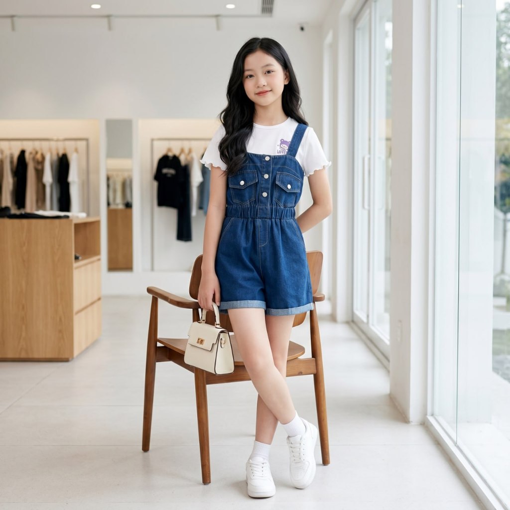Yếm jean đùii cho bé gái size đại BEESHOP H26007