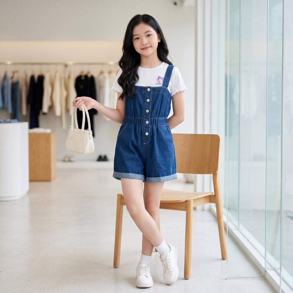 Yếm jean đùii cho bé gái size đại BEESHOP H26007