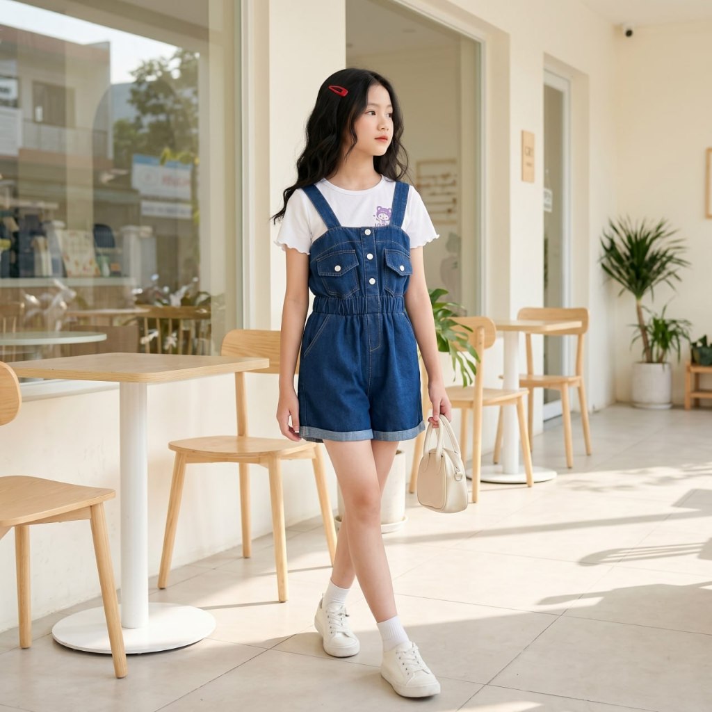 Yếm jean đùii cho bé gái size đại BEESHOP H26007