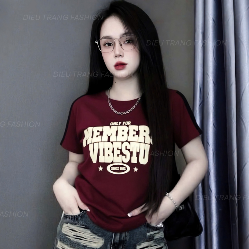 Áo Thun Nữ Basic Tay Ngắn Cổ Tròn In Chữ Form Ôm Co Giãn Big Size 55-90Kg AT9074 Dieu Trang Fashion