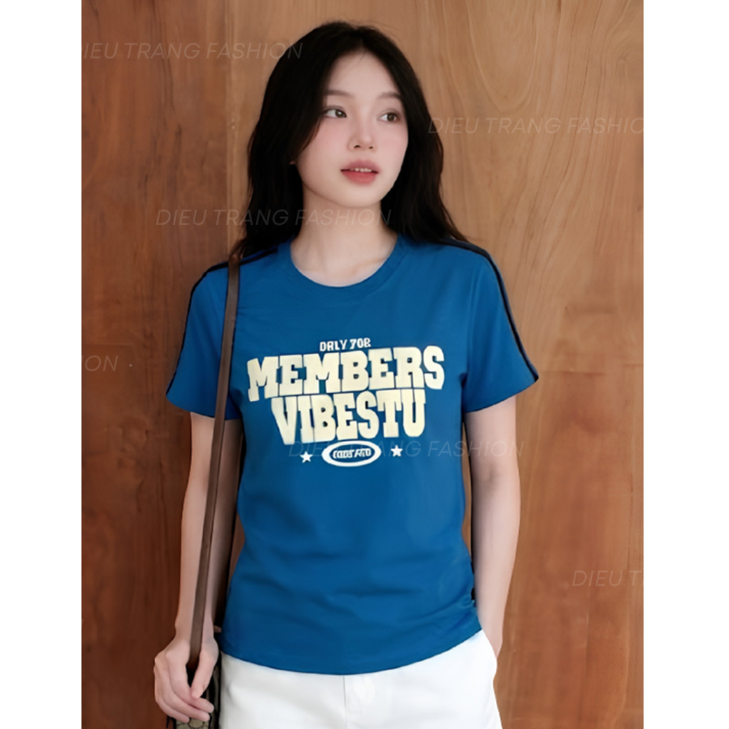 Áo Thun Nữ Basic Tay Ngắn Cổ Tròn In Chữ Form Ôm Co Giãn Big Size 55-90Kg AT9074 Dieu Trang Fashion