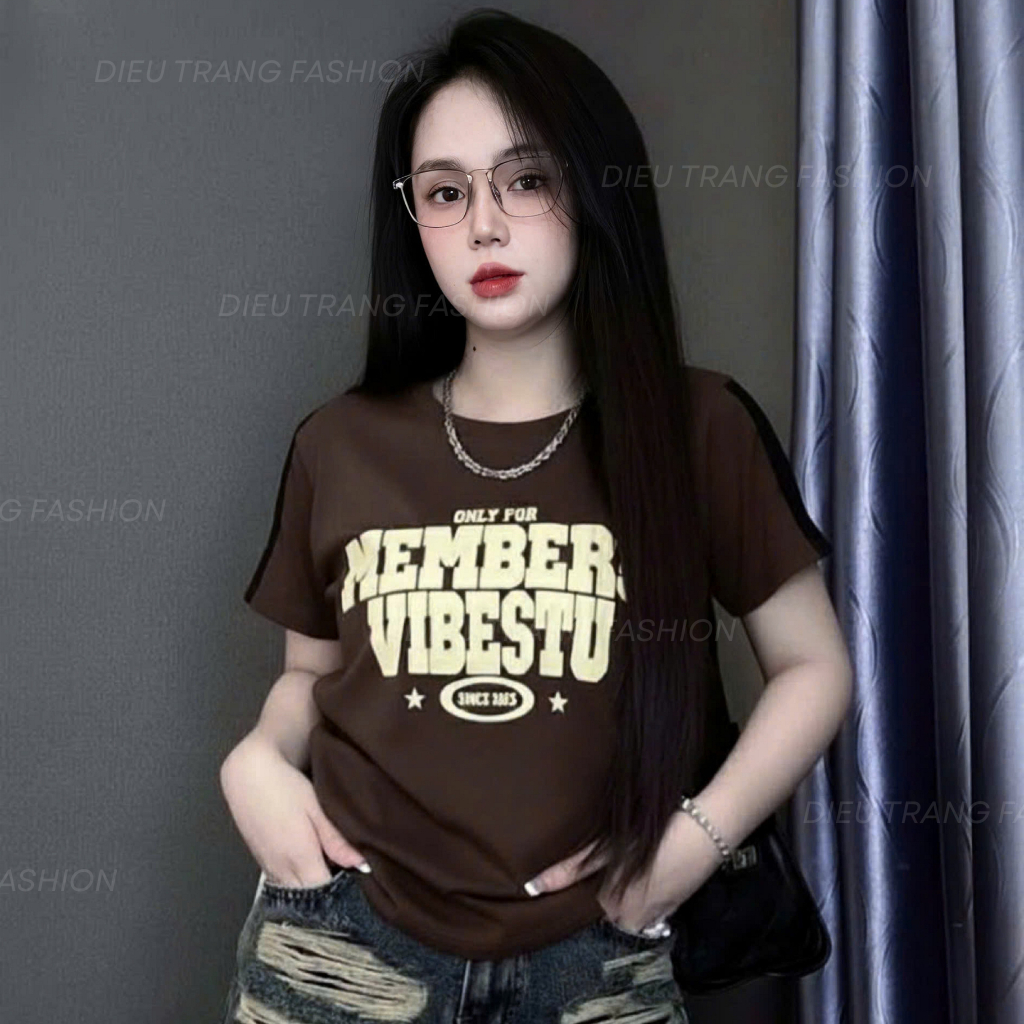 Áo Thun Nữ Basic Tay Ngắn Cổ Tròn In Chữ Form Ôm Co Giãn Big Size 55-90Kg AT9074 Dieu Trang Fashion