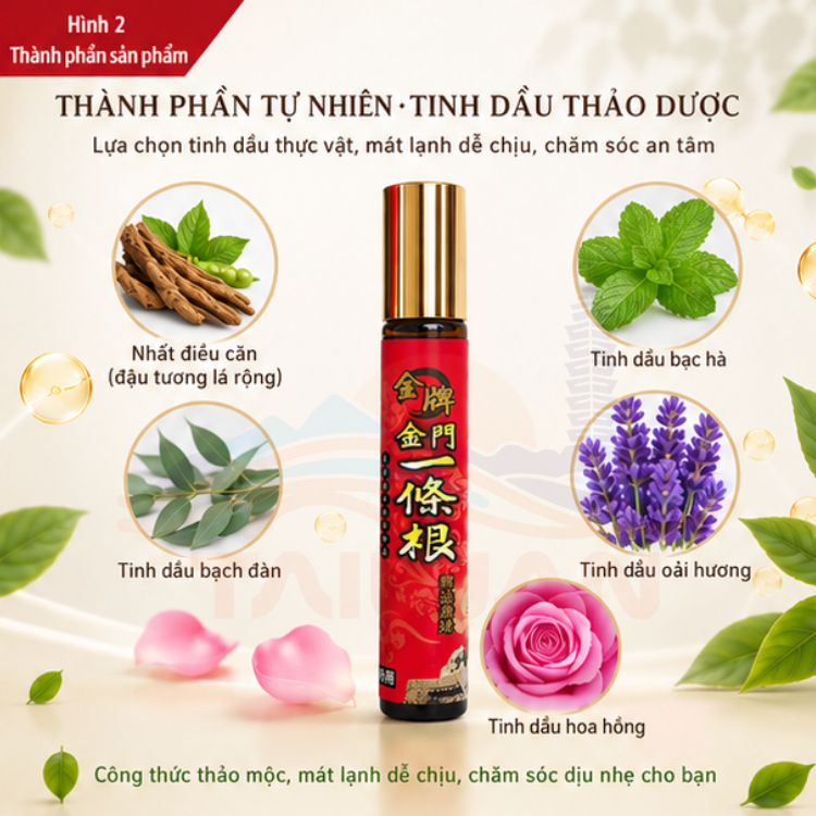 [LONGJIN PAI] Tinh dầu Rễ Nhất Điều Căn giảm nhức mỏi đầu lăn hình viên bi Đài Loan 10m/chai