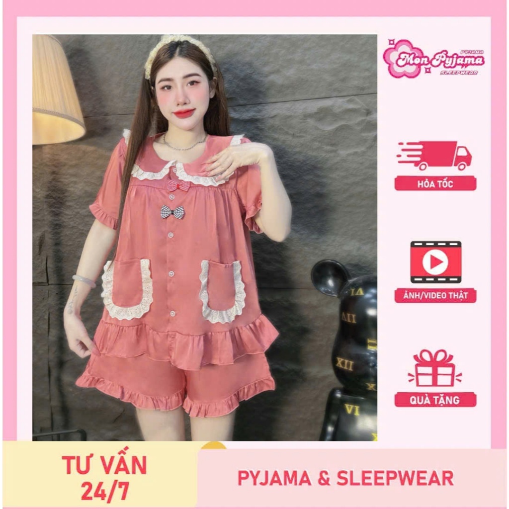 Đồ bộ nữ, đồ ngủ đùi,đồ mặc nhà lụa latin họa tiết dễ thương,bộ tiểu thư mềm mịn mát hottrend [400]