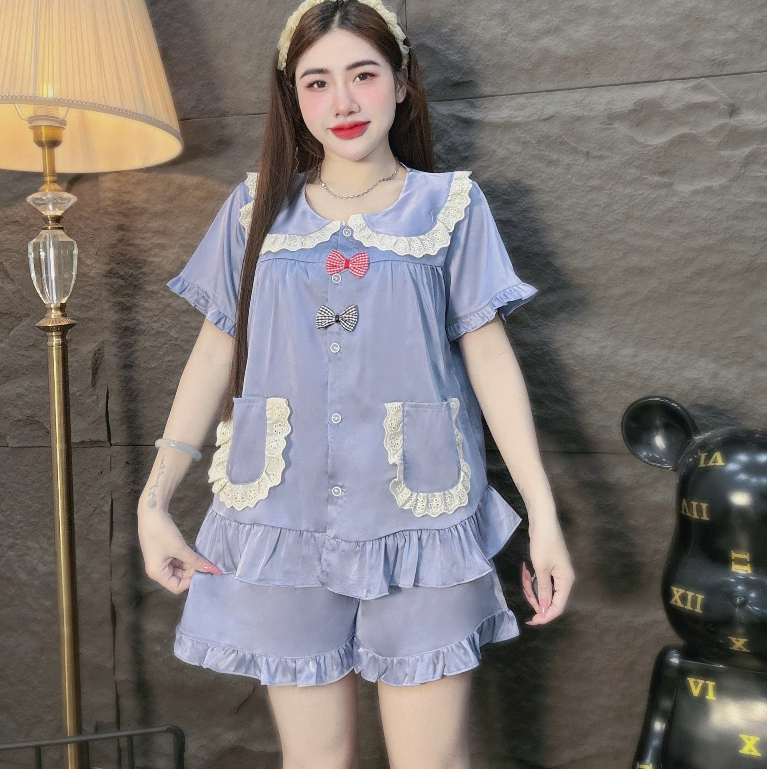 Đồ bộ nữ, đồ ngủ đùi,đồ mặc nhà lụa latin họa tiết dễ thương,bộ tiểu thư mềm mịn mát hottrend [400]