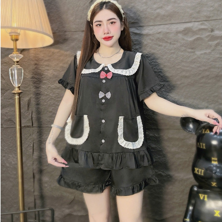 Đồ bộ nữ, đồ ngủ đùi,đồ mặc nhà lụa latin họa tiết dễ thương,bộ tiểu thư mềm mịn mát hottrend [400]
