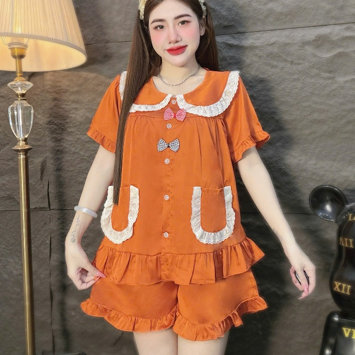 Đồ bộ nữ, đồ ngủ đùi,đồ mặc nhà lụa latin họa tiết dễ thương,bộ tiểu thư mềm mịn mát hottrend [400]