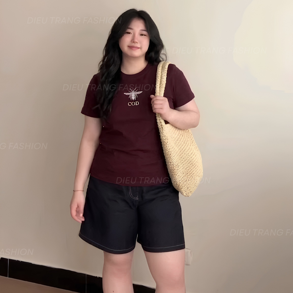 Áo Thun Nữ Tay Ngắn Thêu Ong Chất Borip Mềm Mại Tôn Dáng Big Size 55-90Kg AT9112 Diệu Trang Fashion