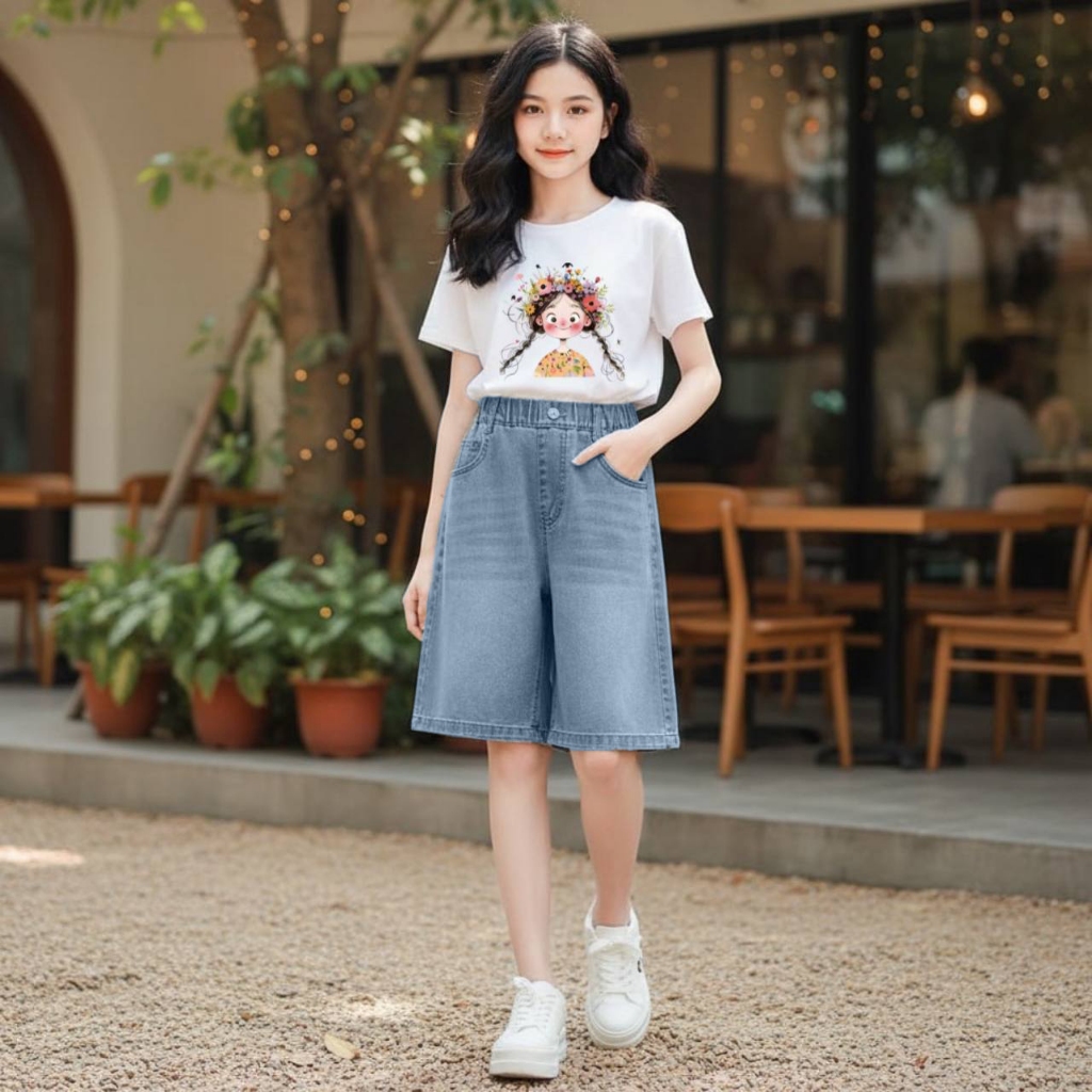 Quần jean ngố mài cho bé gái size đại BEESHOP H26014