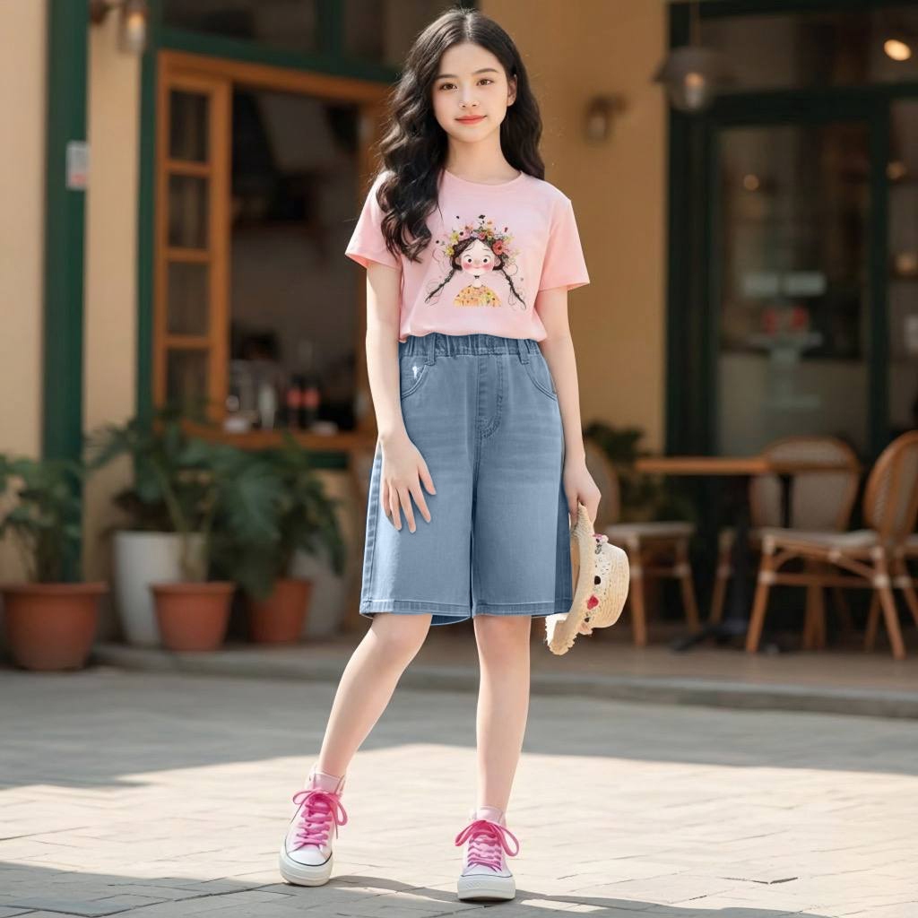 Quần jean ngố mài cho bé gái size đại BEESHOP H26014