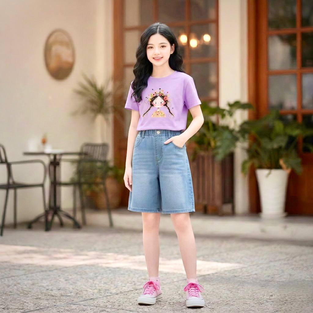 Quần jean ngố mài cho bé gái size đại BEESHOP H26014