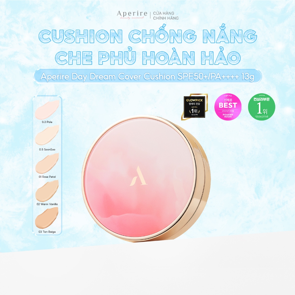 Cushion Chống Nắng Che Phủ Hoàn Hảo Aperire Day Dream Cover Cushion SPF50+/PA++++ 13g