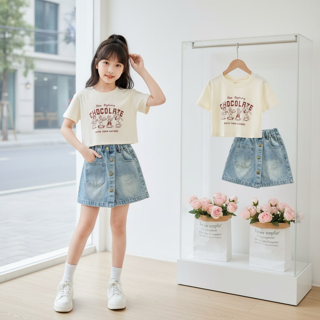 Quần váy jean cho bé gái size đại BEESHOP H26015