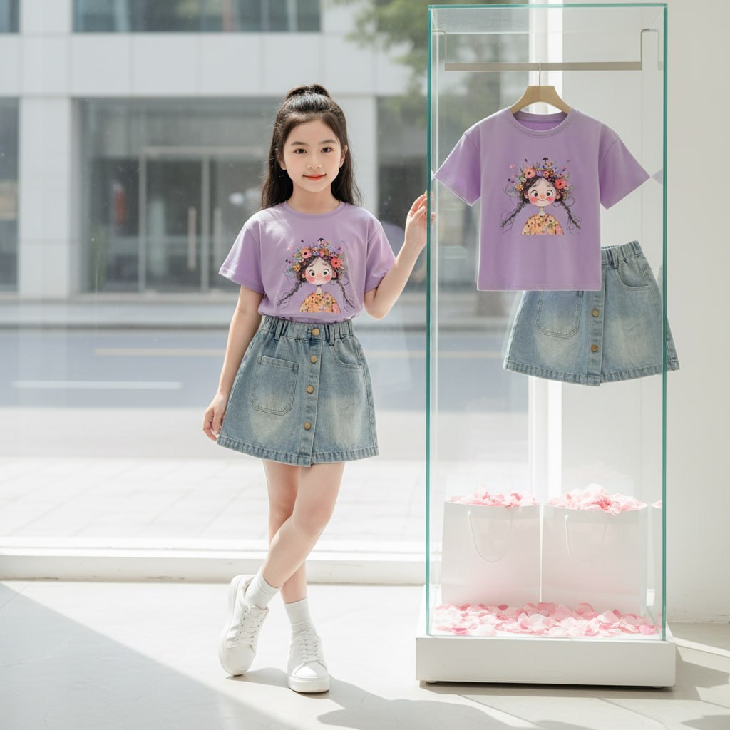 Quần váy jean cho bé gái size đại BEESHOP H26015