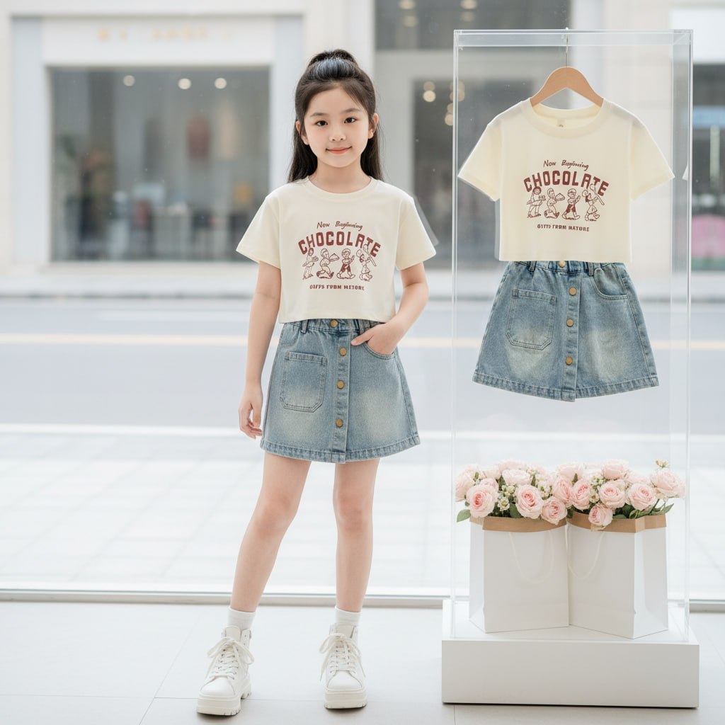 Quần váy jean cho bé gái size đại BEESHOP H26015