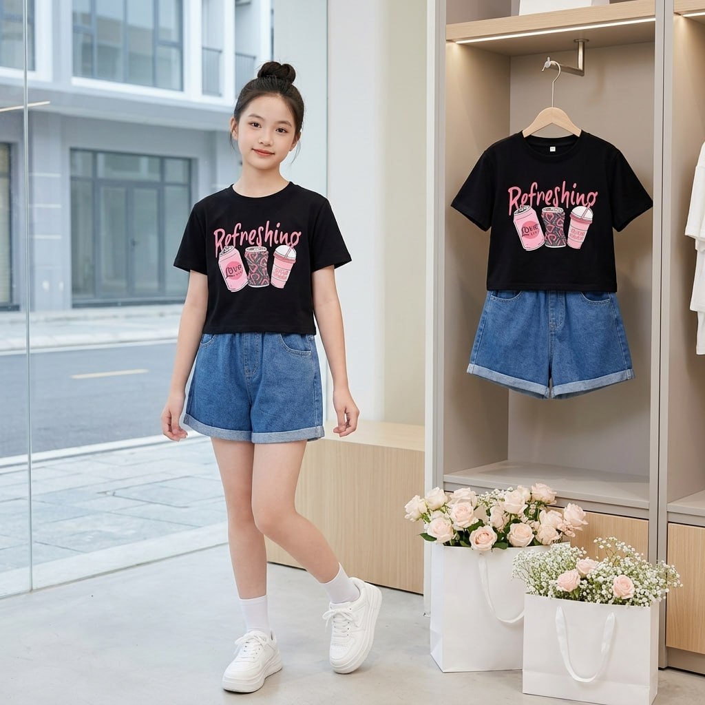 Áo croptop trà sữa cho bé gái size đại BEESHOP H26016