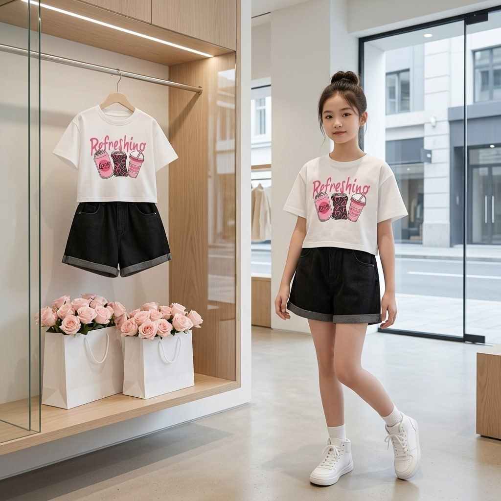 Áo croptop trà sữa cho bé gái size đại BEESHOP H26016