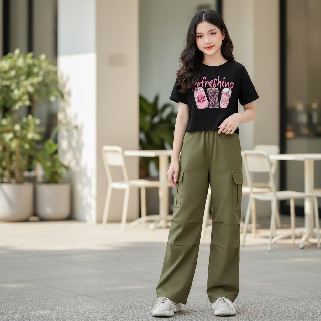 Áo croptop trà sữa cho bé gái size đại BEESHOP H26016