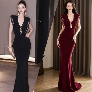 Đầm váy dạ hội đuôi cá dây tua rua cao cấp