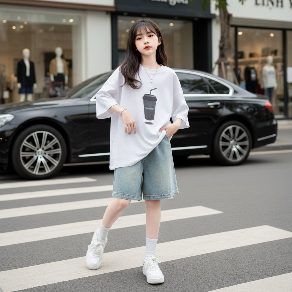 Áo phông hình cốc cho bé gái size đại H26021