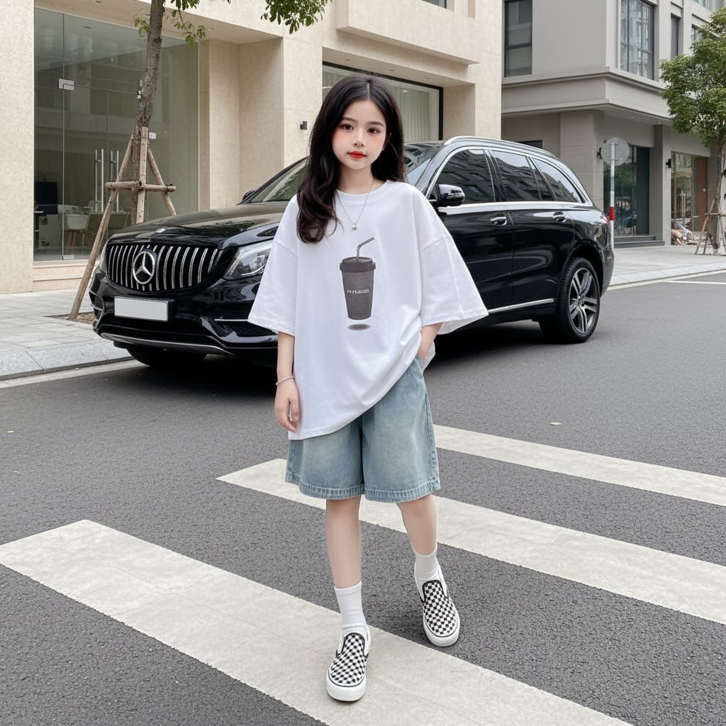 Áo phông hình cốc cho bé gái size đại H26021