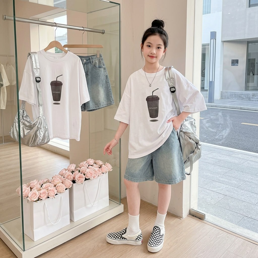 Áo phông hình cốc cho bé gái size đại H26021