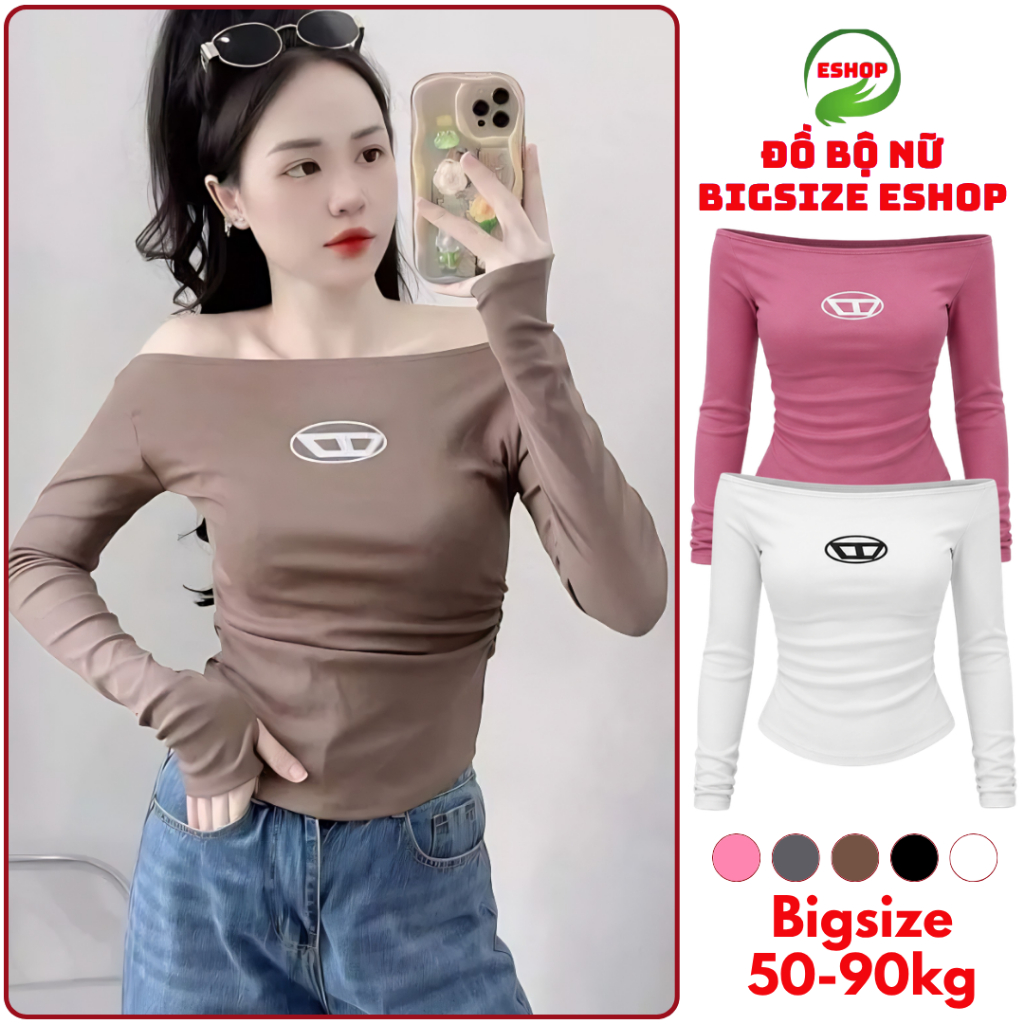 Áo Thun Nữ Tay Dài Bigsize ESHOP Áo Phong Ôm Body Dài Tay Dễ Thương Babytee Thun Tăm Lạnh Mặc Mát Thoải Mái