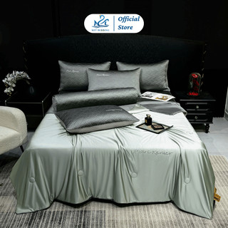 Bộ 5 món chăn ga gối lụa băng MARC RENIER M2T BEDDING -gồm 1 ga giường, 2 vỏ gối nằm, 1 vỏ gối ôm và 1 chăn hè chần bông