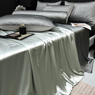 Bộ 5 món chăn ga gối lụa băng MARC RENIER M2T BEDDING -gồm 1 ga giường, 2 vỏ gối nằm, 1 vỏ gối ôm và 1 chăn hè chần bông