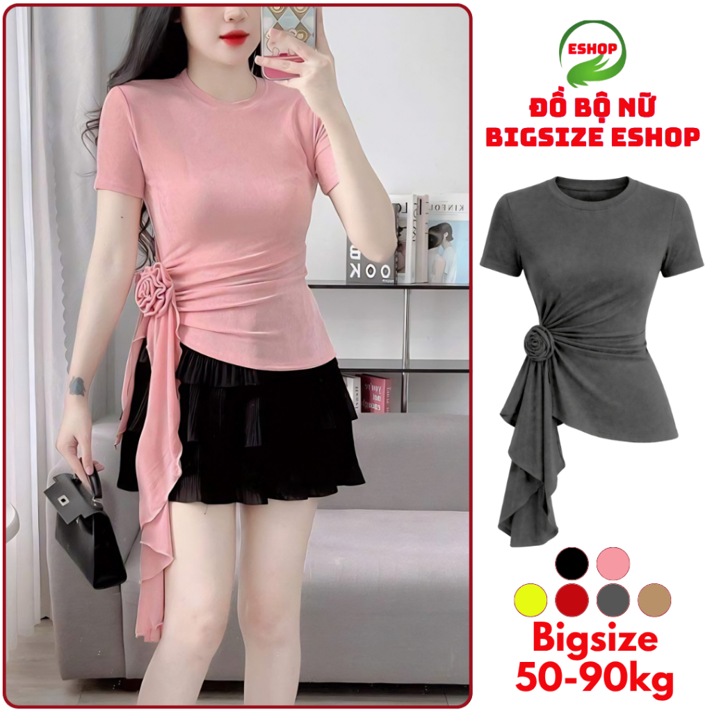 Áo Thun Nữ Nhũ Tay Ngắn Bigsize ESHOP Áo Thun Nhũ Cổ Tròn Ôm Body Dễ Thương Áo Kiểu Nữ Xinh MS202