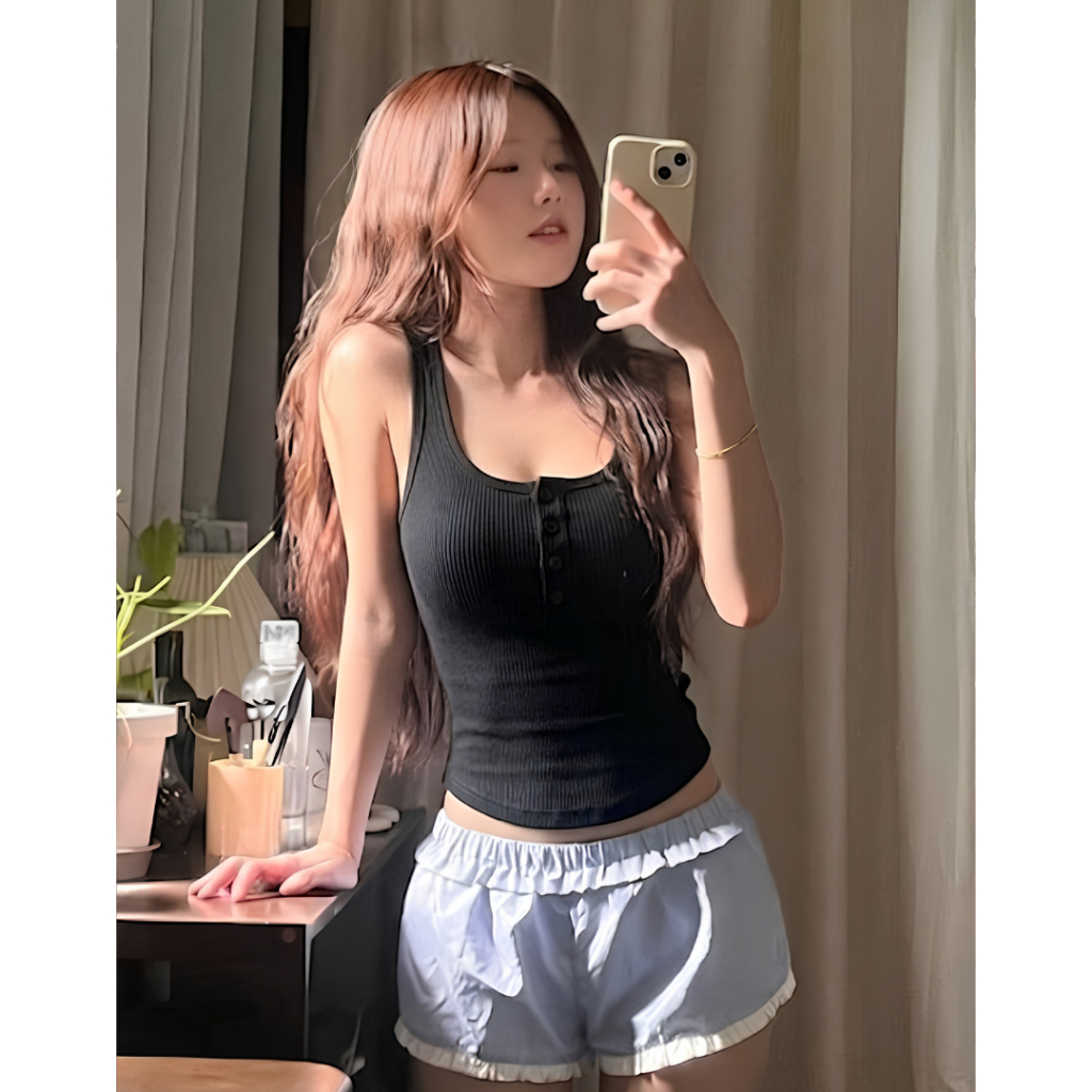 Áo Thun Ba Lỗ Nữ Bigsize ESHOP MS126 Cổ Vuông Có Nút Thun Tăm Lạnh Co Giãn Form Ôm Dáng Dài 40-85kg