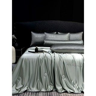 Bộ 5 món chăn ga gối lụa băng MARC RENIER M2T BEDDING -gồm 1 ga giường, 2 vỏ gối nằm, 1 vỏ gối ôm và 1 chăn hè chần bông