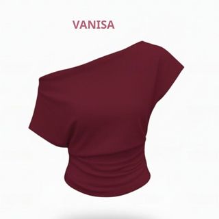 Áo trễ vai sexy vải thun co giãn ôm body dáng croptop đen trắng đỏ xám VANISA CT309