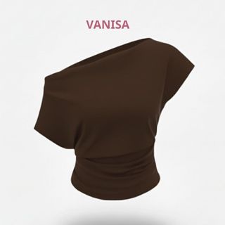 Áo trễ vai sexy vải thun co giãn ôm body dáng croptop đen trắng đỏ xám VANISA CT309