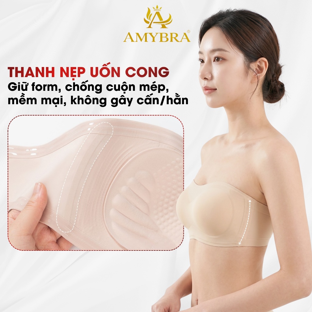 [Hàng Mới Về] Áo Ngực Nữ Không Dây Gom Quả Tự Nhiên, Áo Quây Ngực Đúc Su Chống Tuột AMYBRA AG86
