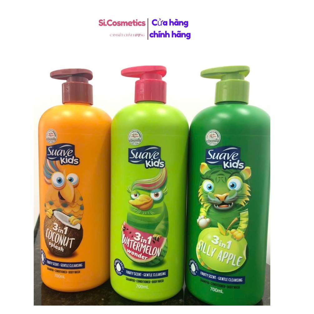 [ mẫu mới ] Sữa tắm, gội và Xả cho Bé Suave Kid 3in1 700ml
