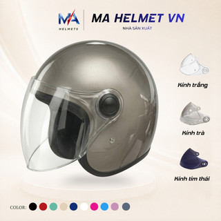Mũ Bảo Hiểm 3/4 Có Kính Chắn Gió 818 phiên bản MA2 – Kính Dài Che Mặt Chắn Bụi Đi Mưa MA HELMETS