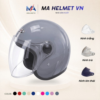 Mũ Bảo Hiểm 3/4 Có Kính Chắn Gió 818 phiên bản MA2 – Kính Dài Che Mặt Chắn Bụi Đi Mưa MA HELMETS