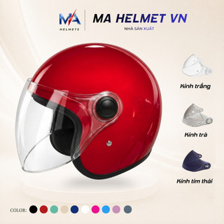 Mũ Bảo Hiểm 3/4 Có Kính Chắn Gió 818 phiên bản MA2 – Kính Dài Che Mặt Chắn Bụi Đi Mưa MA HELMETS