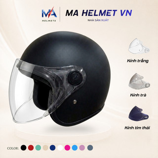 Mũ Bảo Hiểm 3/4 Có Kính Chắn Gió 818 phiên bản MA2 – Kính Dài Che Mặt Chắn Bụi Đi Mưa MA HELMETS
