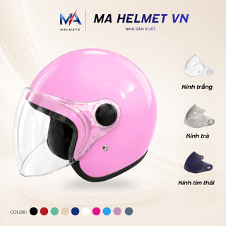 Mũ Bảo Hiểm 3/4 Có Kính Chắn Gió Mũ 818 Phiên bản MAM – Kính Dài Che Mặt Chống Bụi Đi Mưa Đi Phượt