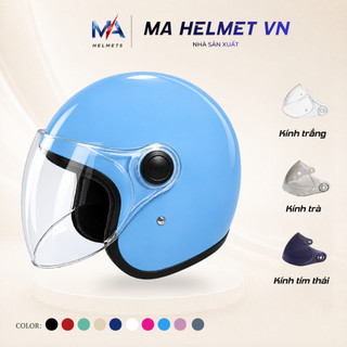 Mũ Bảo Hiểm 3/4 Có Kính Chắn Gió 818 MA HELMETS – Kính Dài Che Mặt Chống Bụi Đi Mưa Đi Phượt
