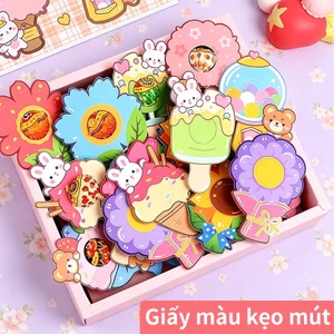 Giấy gói kẹo mút hai mặt in họa tiết hoạt hình 60 tờ thẻ trang trí quà tặng trẻ em dễ thương